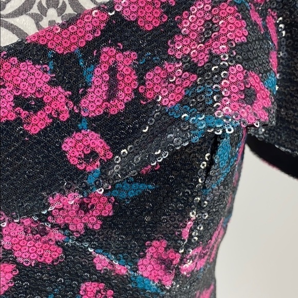 Wayf Janet Sequined Off-the-shoulder Mini Dress floral sparkly peekaboo cutout - Picture 6 of 14